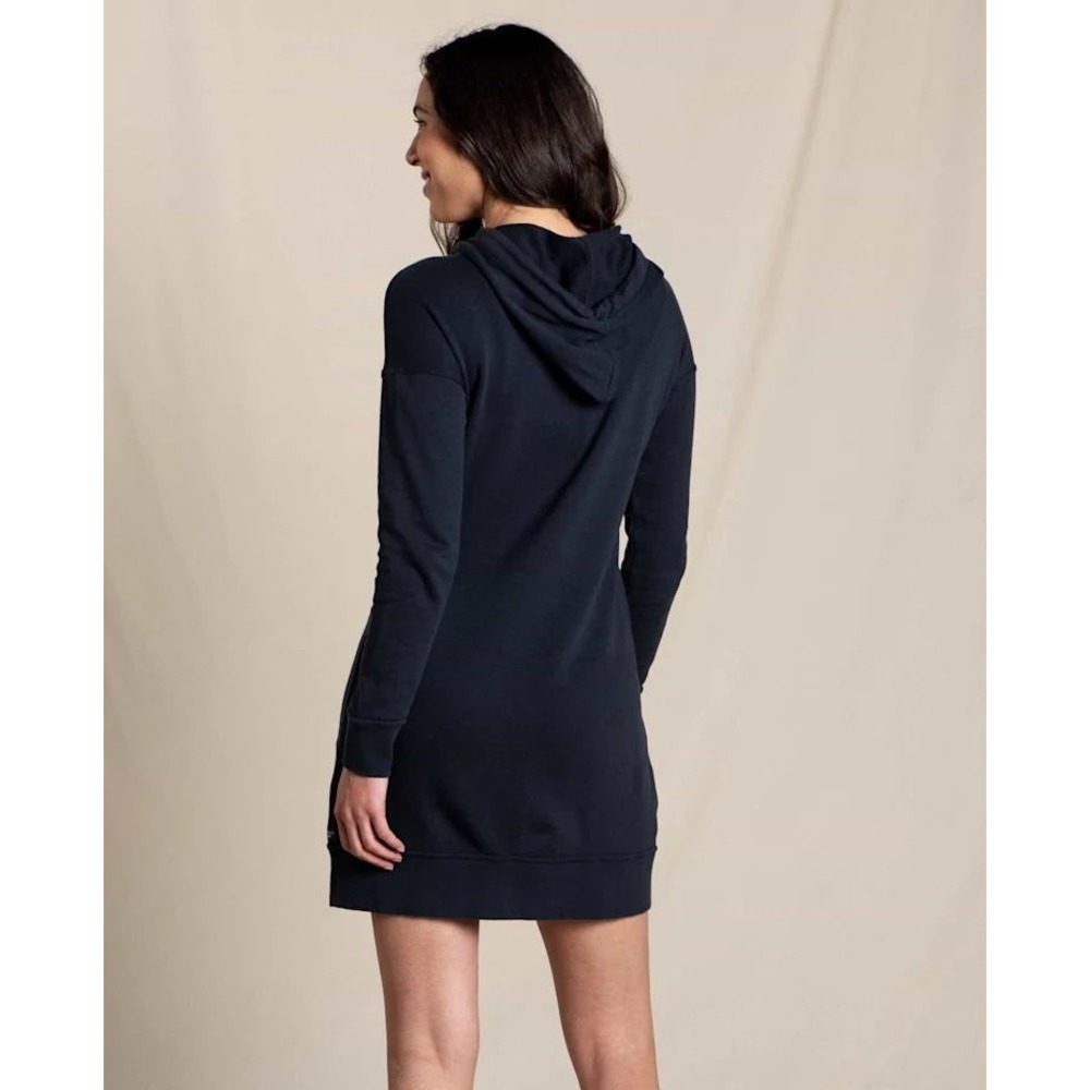 Toad&Co Follow Through Hooded Sweatshirt Dress In Big Sky Navy Size S Athleisure - Picture 3 of 15